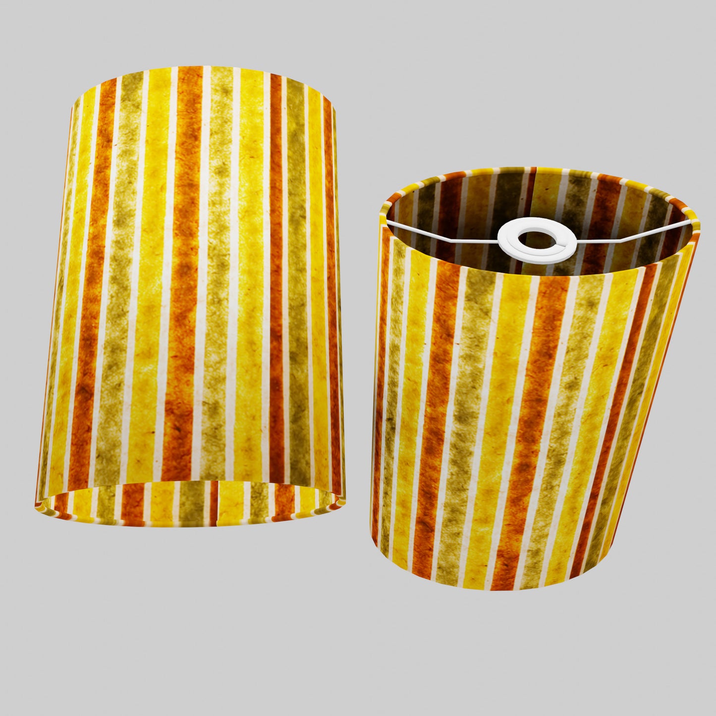Oval Lamp Shade - P06 - Batik Stripes Autumn, 20cm(w) x 30cm(h) x 13cm(d)