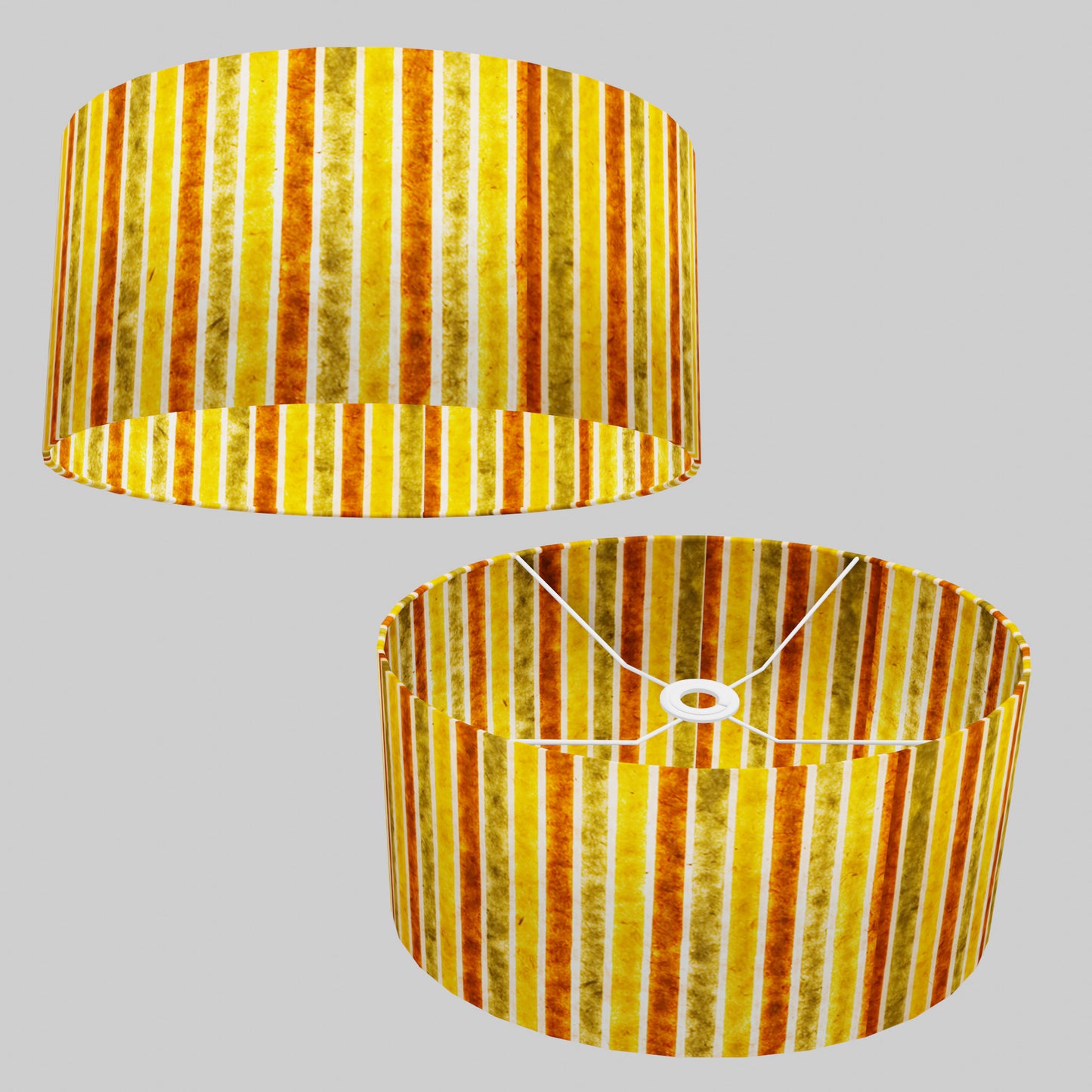 Oval Lamp Shade - P06 - Batik Stripes Autumn, 40cm(w) x 20cm(h) x 30cm(d)