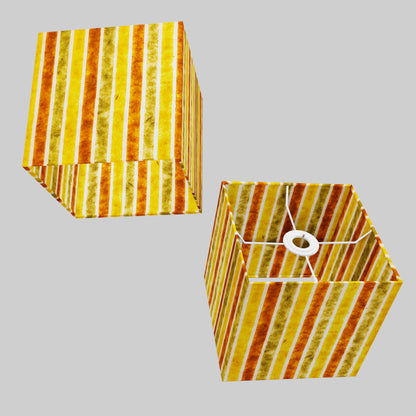 Square Lamp Shade - P06 - Batik Stripes Autumn, 20cm(w) x 20cm(h) x 20cm(d)