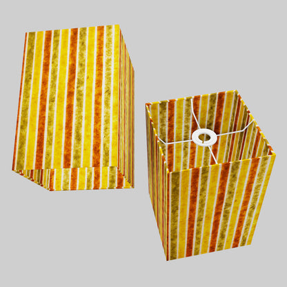 Square Lamp Shade - P06 - Batik Stripes Autumn, 20cm(w) x 30cm(h) x 20cm(d)