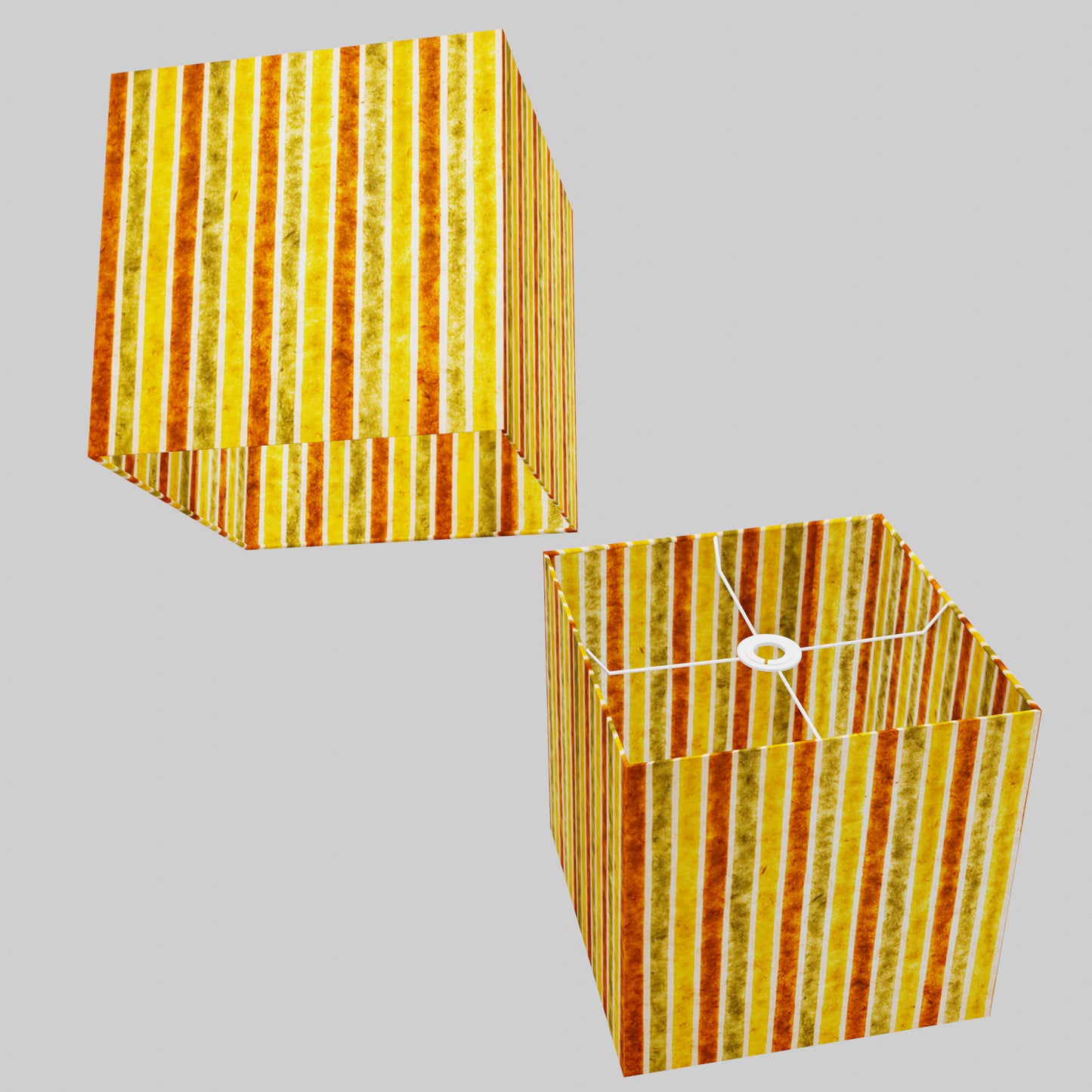 Square Lamp Shade - P06 - Batik Stripes Autumn, 30cm(w) x 30cm(h) x 30cm(d)