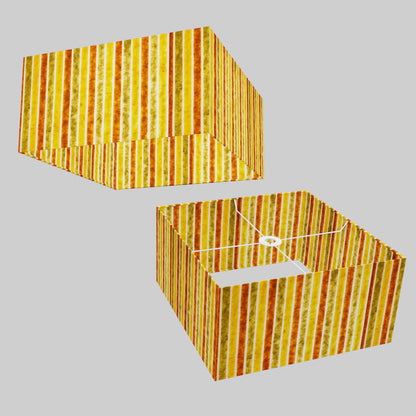 Square Lamp Shade - P06 - Batik Stripes Autumn, 40cm(w) x 20cm(h) x 40cm(d)