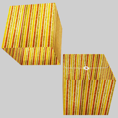 Square Lamp Shade - P06 - Batik Stripes Autumn, 40cm(w) x 40cm(h) x 40cm(d)