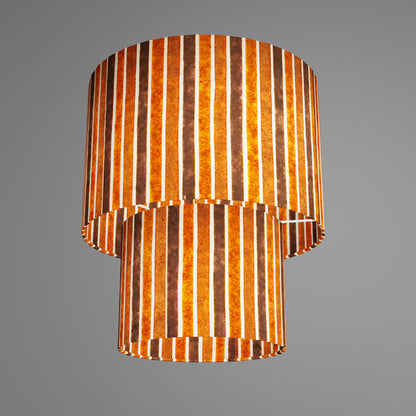 2 Tier Lamp Shade - P07 - Batik Stripes Brown, 30cm x 20cm & 20cm x 15cm