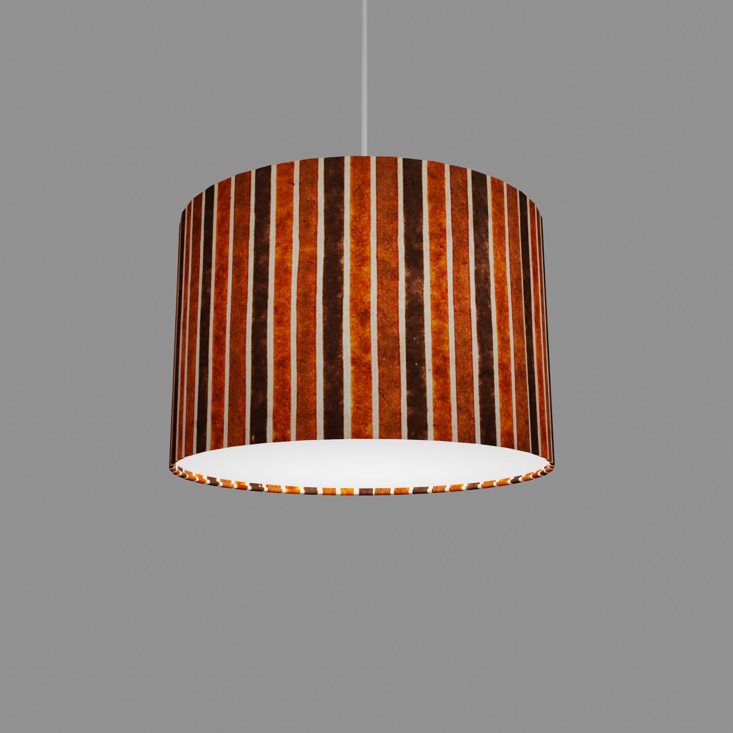 Drum Lamp Shade - P07 - Batik Stripes Brown, 30cm(d) x 20cm(h)