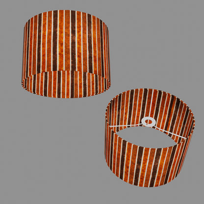 Drum Lamp Shade - P07 - Batik Stripes Brown, 30cm(d) x 20cm(h)