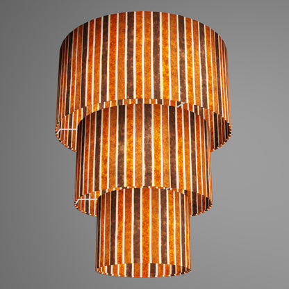 3 Tier Lamp Shade - P07 - Batik Stripes Brown, 40cm x 20cm, 30cm x 17.5cm & 20cm x 15cm