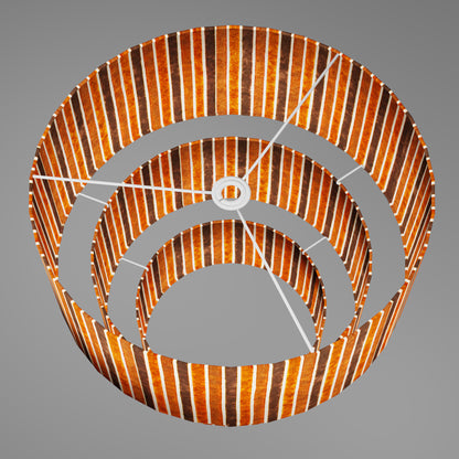 3 Tier Lamp Shade - P07 - Batik Stripes Brown, 50cm x 20cm, 40cm x 17.5cm & 30cm x 15cm