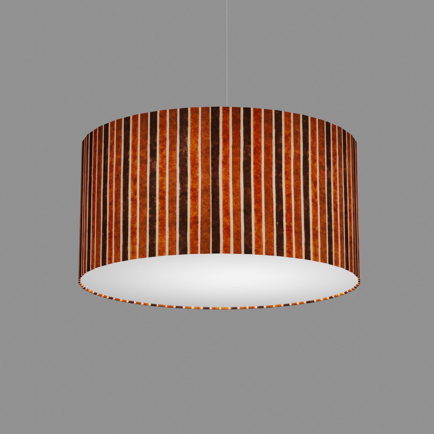 Drum Lamp Shade - P07 - Batik Stripes Brown, 50cm(d) x 25cm(h)