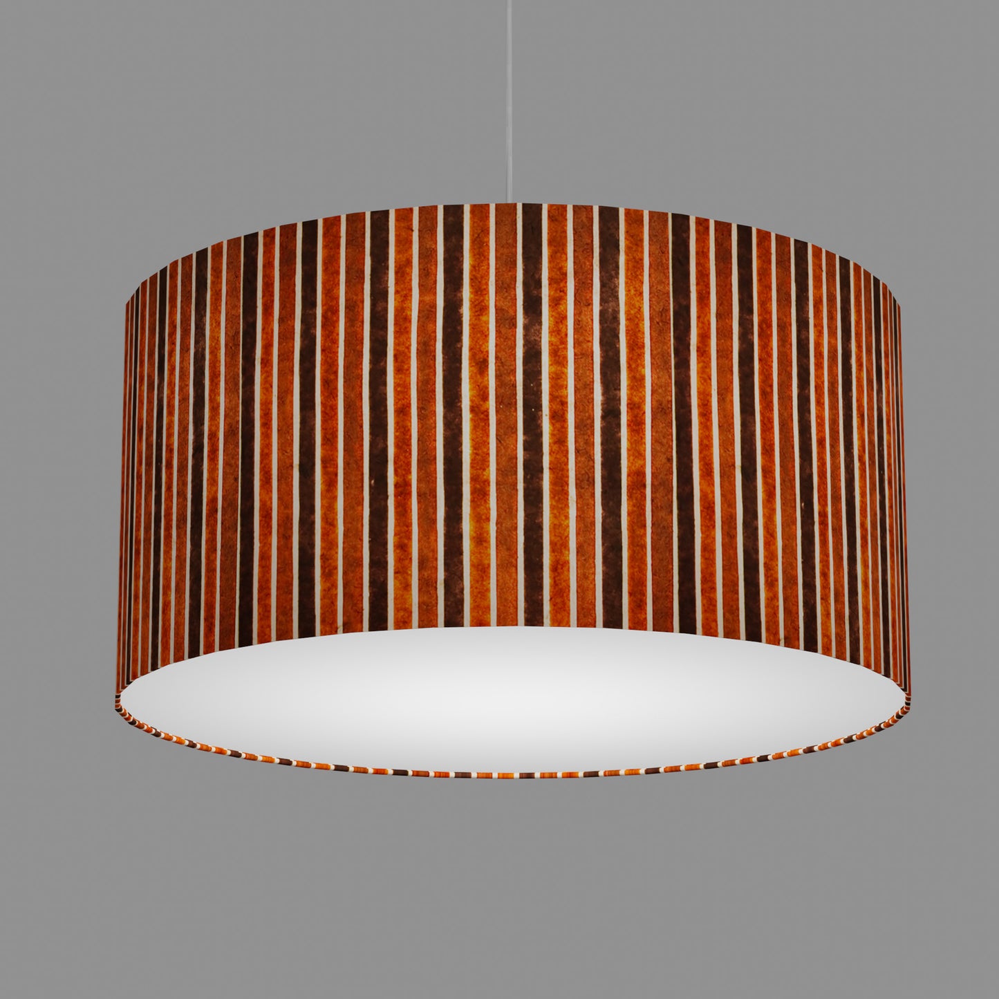 Drum Lamp Shade - P07 - Batik Stripes Brown, 60cm(d) x 30cm(h)