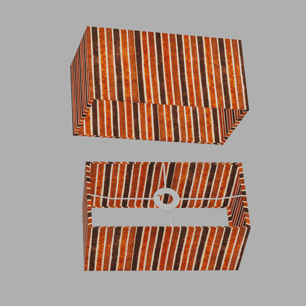 Rectangle Lamp Shade - P07 - Batik Stripes Brown, 40cm(w) x 20cm(h) x 20cm(d)