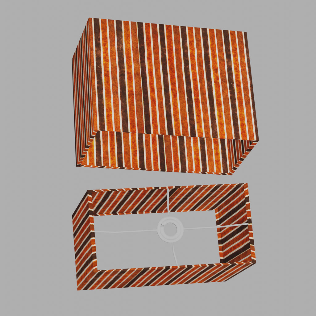 Rectangle Lamp Shade - P07 - Batik Stripes Brown, 40cm(w) x 30cm(h) x 20cm(d)