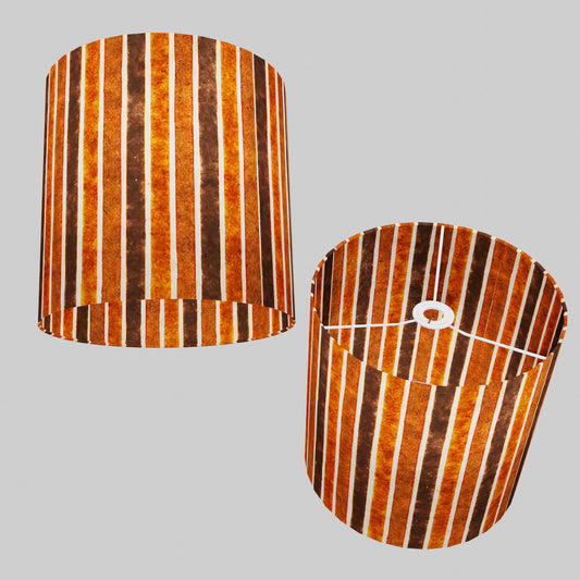Drum Lamp Shade - P07 - Batik Stripes Brown, 30cm(d) x 30cm(h)