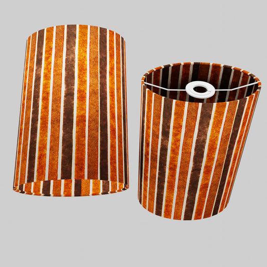 Oval Lamp Shade - P07 - Batik Stripes Brown, 20cm(w) x 30cm(h) x 13cm(d)