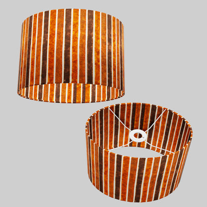 Oval Lamp Shade - P07 - Batik Stripes Brown, 30cm(w) x 20cm(h) x 22cm(d)