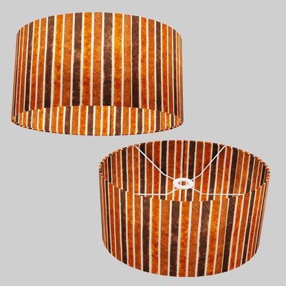 Oval Lamp Shade - P07 - Batik Stripes Brown, 40cm(w) x 20cm(h) x 30cm(d)