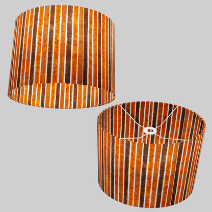 Oval Lamp Shade - P07 - Batik Stripes Brown, 40cm(w) x 30cm(h) x 30cm(d)