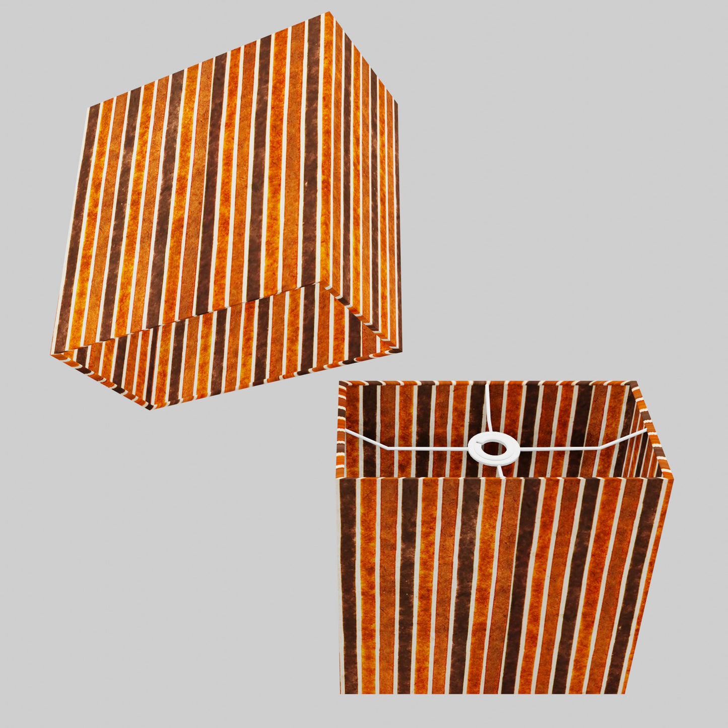 Rectangle Lamp Shade - P07 - Batik Stripes Brown, 30cm(w) x 30cm(h) x 15cm(d)