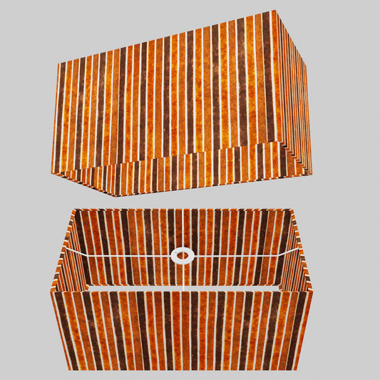 Rectangle Lamp Shade - P07 - Batik Stripes Brown, 50cm(w) x 25cm(h) x 25cm(d)