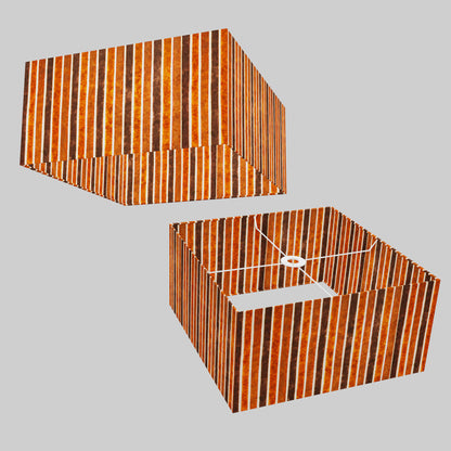 Square Lamp Shade - P07 - Batik Stripes Brown, 40cm(w) x 20cm(h) x 40cm(d)