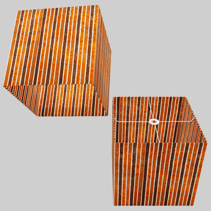 Square Lamp Shade - P07 - Batik Stripes Brown, 40cm(w) x 40cm(h) x 40cm(d)