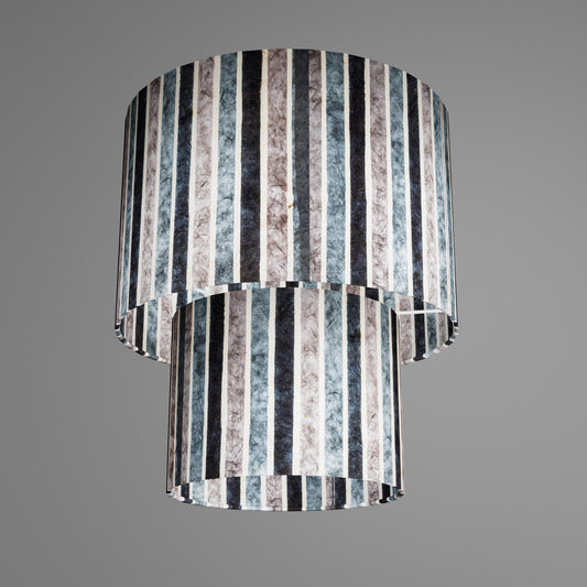 2 Tier Lamp Shade - P08 - Batik Stripes Grey, 30cm x 20cm & 20cm x 15cm