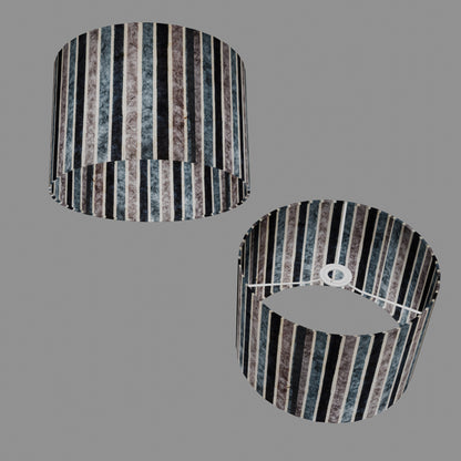 Drum Lamp Shade - P08 - Batik Stripes Grey, 30cm(d) x 20cm(h)