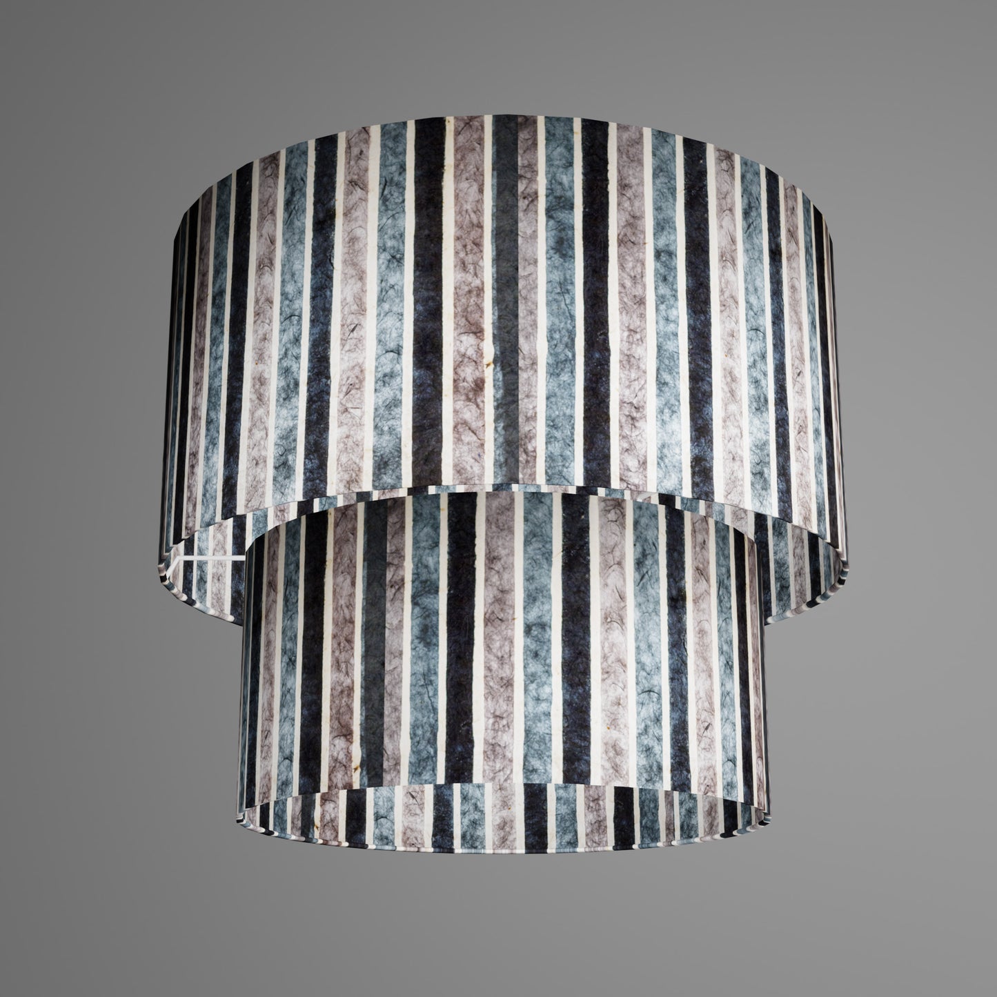 2 Tier Lamp Shade - P08 - Batik Stripes Grey, 40cm x 20cm & 30cm x 15cm