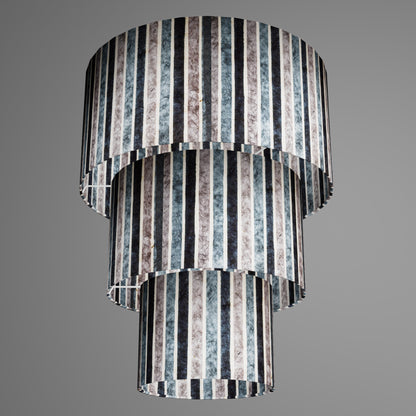 3 Tier Lamp Shade - P08 - Batik Stripes Grey, 40cm x 20cm, 30cm x 17.5cm & 20cm x 15cm