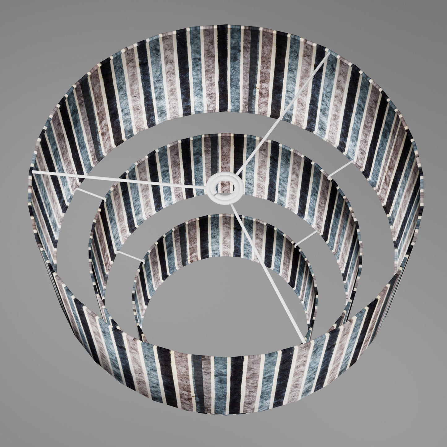 3 Tier Lamp Shade - P08 - Batik Stripes Grey, 50cm x 20cm, 40cm x 17.5cm & 30cm x 15cm