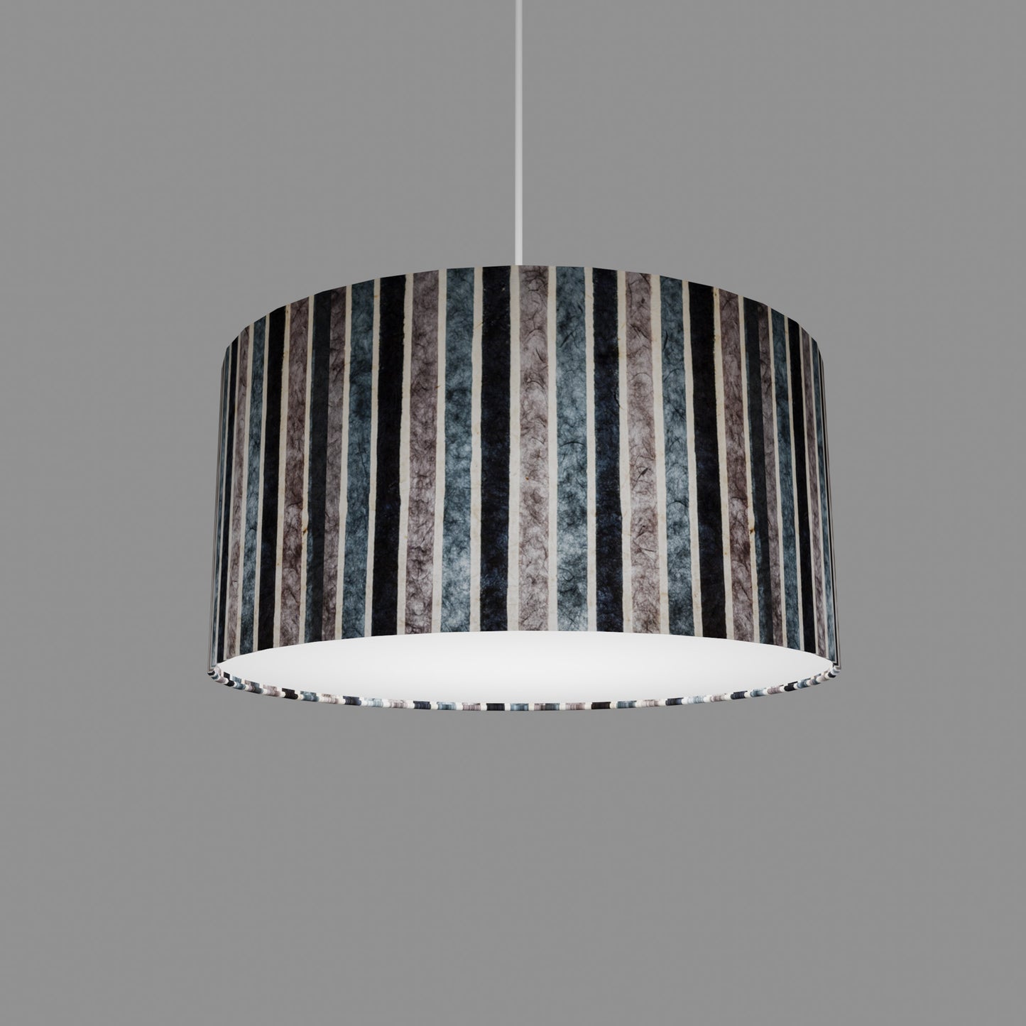 Drum Lamp Shade - P08 - Batik Stripes Grey, 40cm(d) x 20cm(h)