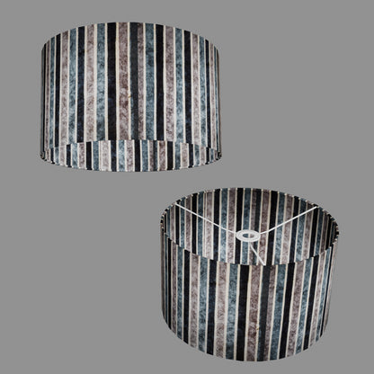 Drum Lamp Shade - P08 - Batik Stripes Grey, 35cm(d) x 20cm(h)
