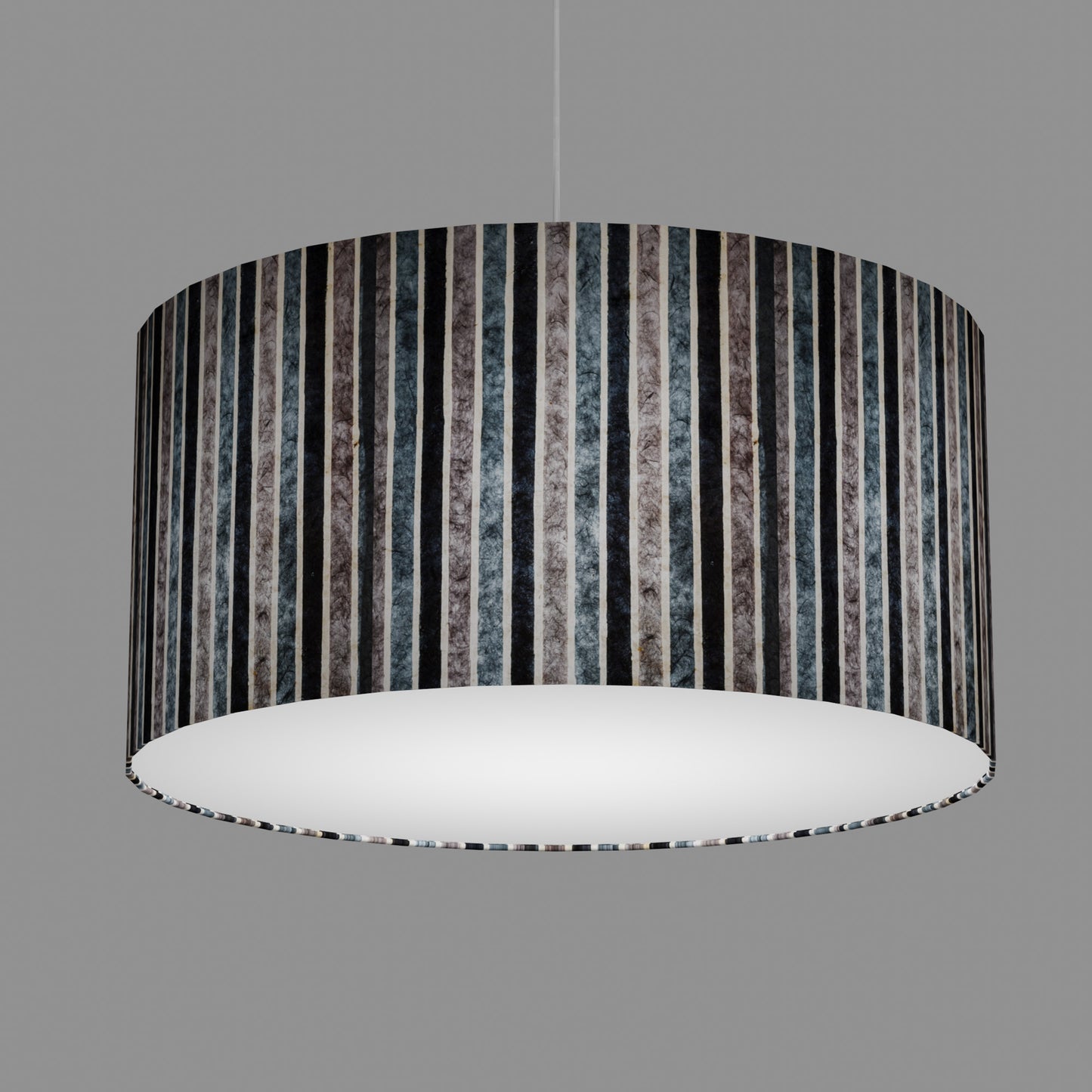 Drum Lamp Shade - P08 - Batik Stripes Grey, 60cm(d) x 30cm(h)