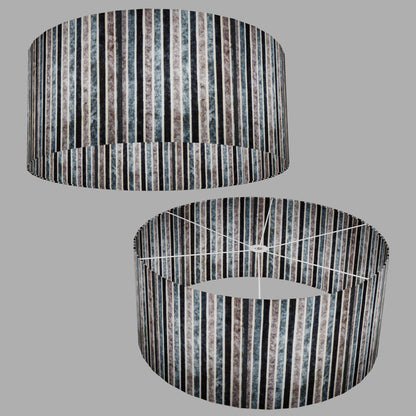 Drum Lamp Shade - P08 - Batik Stripes Grey, 70cm(d) x 30cm(h)