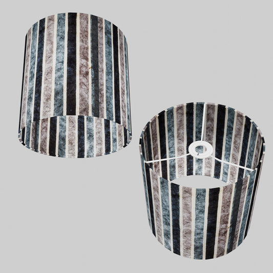 Drum Lamp Shade - P08 - Batik Stripes Grey, 25cm x 25cm