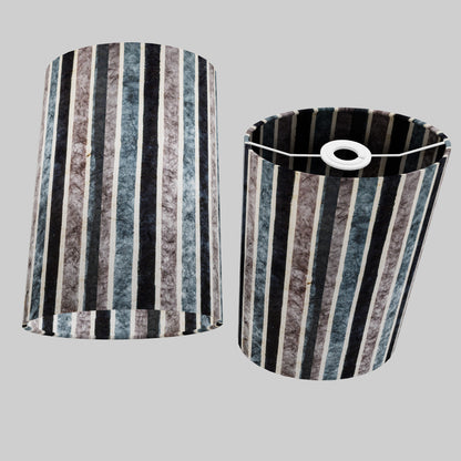 Oval Lamp Shade - P08 - Batik Stripes Grey, 20cm(w) x 30cm(h) x 13cm(d)