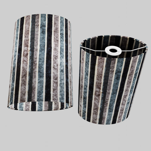 Oval Lamp Shade - P08 - Batik Stripes Grey, 20cm(w) x 30cm(h) x 13cm(d)