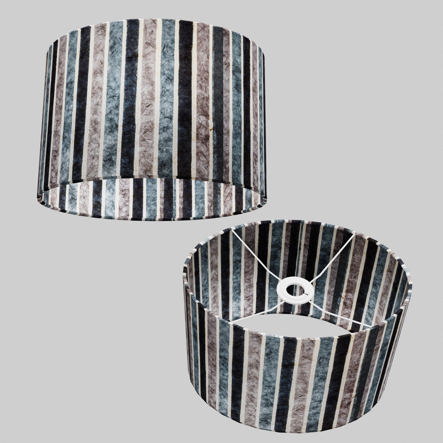 Oval Lamp Shade - P08 - Batik Stripes Grey, 30cm(w) x 20cm(h) x 22cm(d)