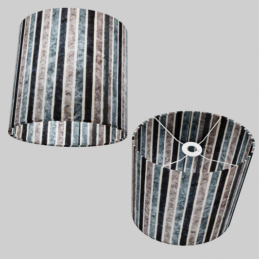 Oval Lamp Shade - P08 - Batik Stripes Grey, 30cm(w) x 30cm(h) x 22cm(d)