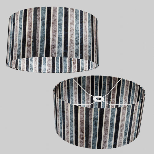 Oval Lamp Shade - P08 - Batik Stripes Grey, 40cm(w) x 20cm(h) x 30cm(d)