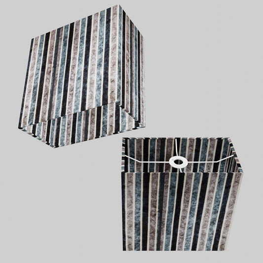 Rectangle Lamp Shade - P08 - Batik Stripes Grey, 30cm(w) x 30cm(h) x 15cm(d)