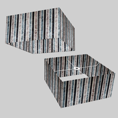 Square Lamp Shade - P08 - Batik Stripes Grey, 40cm(w) x 20cm(h) x 40cm(d)
