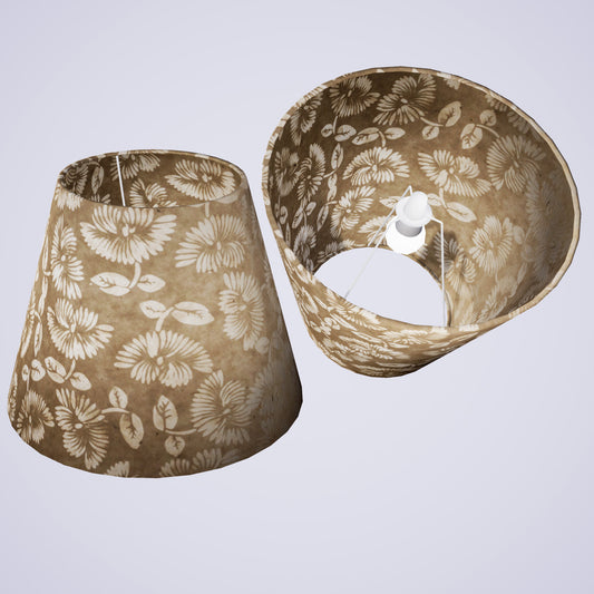 Conical Lamp Shade P09 - Batik Peony on Natural, 23cm(top) x 40cm(bottom) x 31cm(height)