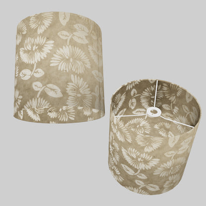 Drum Lamp Shade - P09 - Batik Peony on Natural, 30cm(d) x 30cm(h)