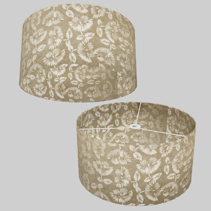 Drum Lamp Shade - P09 - Batik Peony on Natural, 50cm(d) x 25cm(h)
