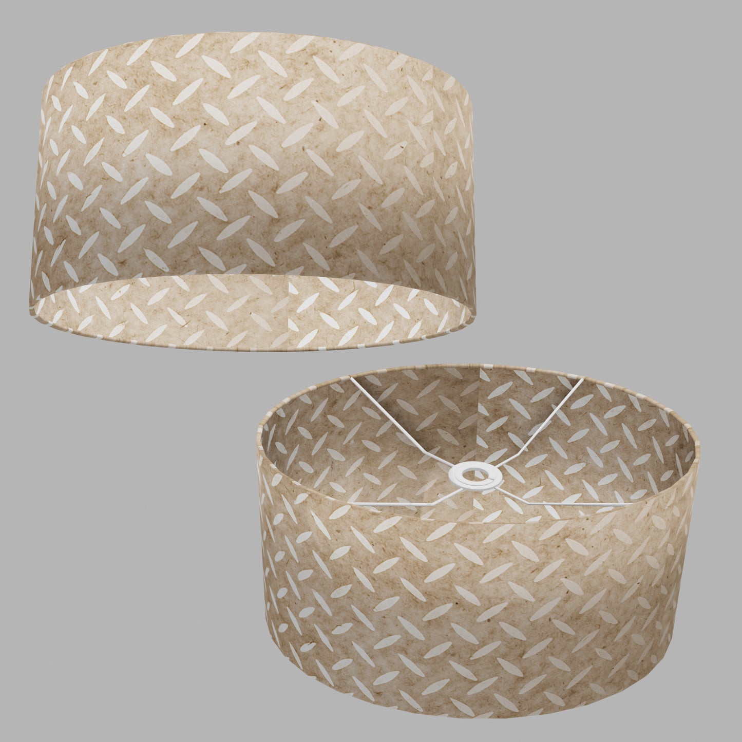 Oval Lamp Shade - P10 - Batik Tread Plate Natural, 40cm(w) x 20cm(h) x 30cm(d)