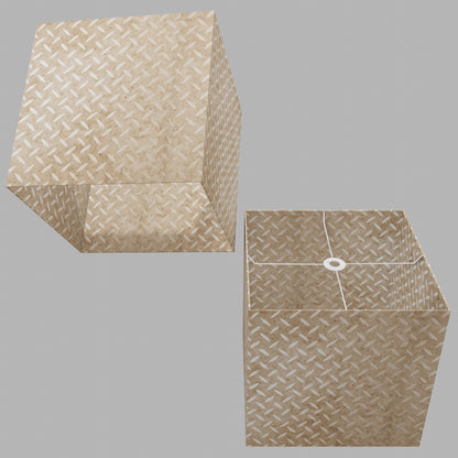 Square Lamp Shade - P10 - Batik Tread Plate Natural, 40cm(w) x 40cm(h) x 40cm(d)
