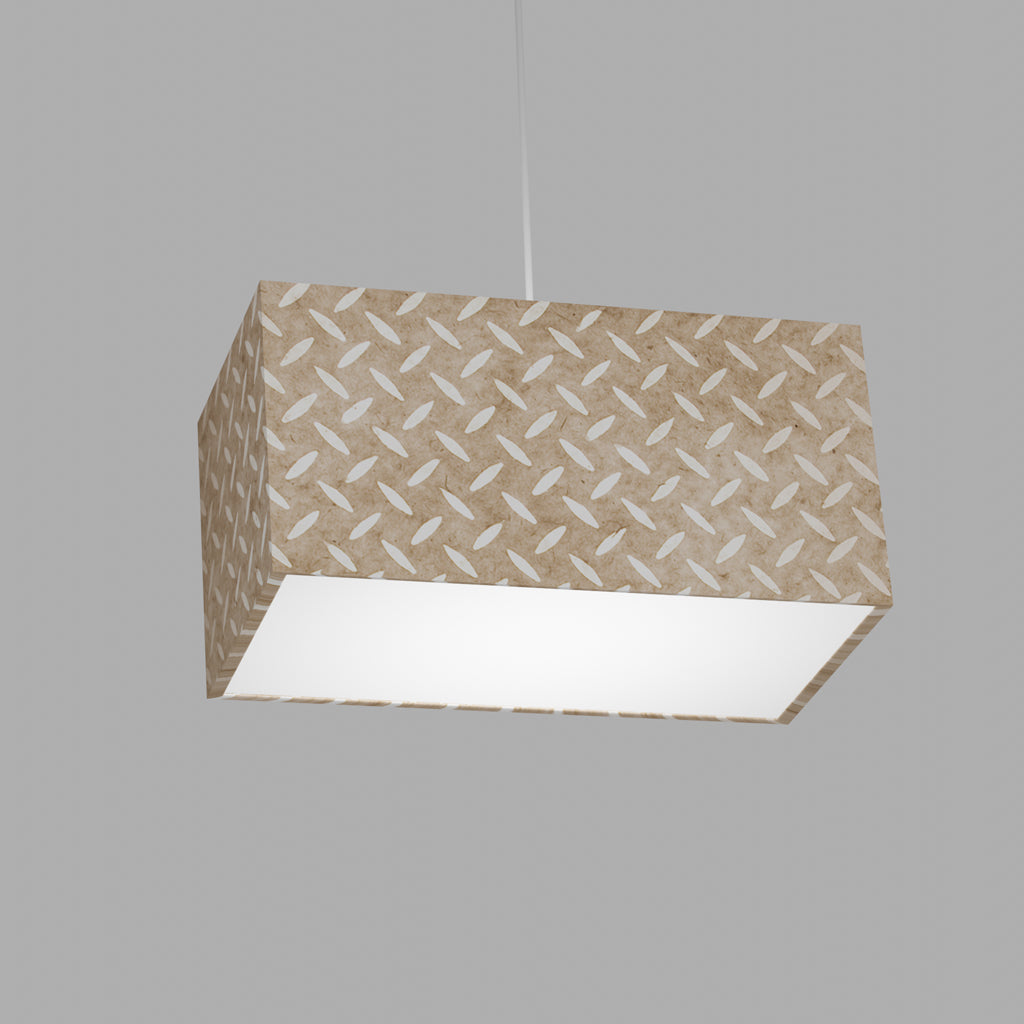 Rectangle Lamp Shade - P10 - Batik Tread Plate Natural, 40cm(w) x 20cm(h) x 20cm(d)