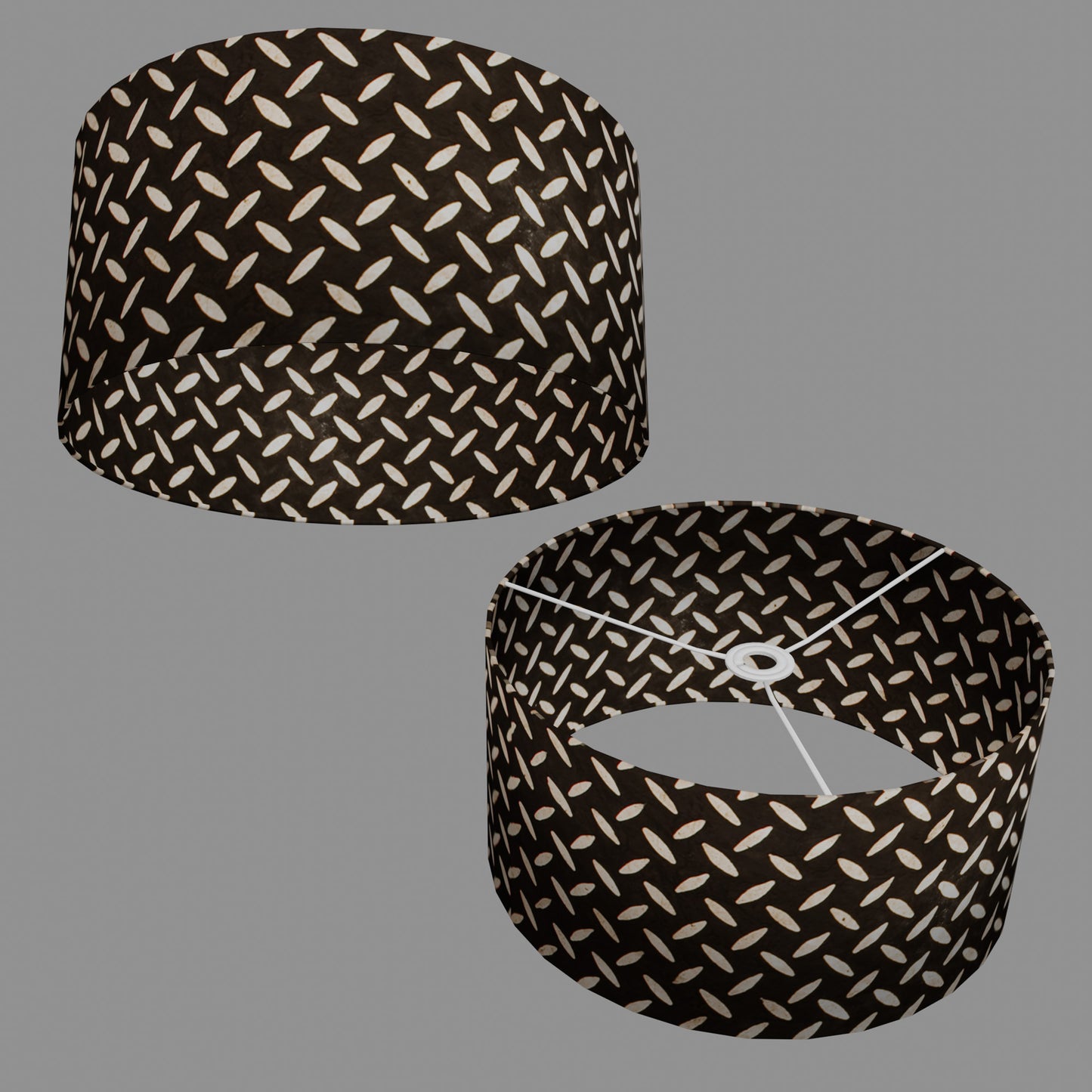 Drum Lamp Shade - P11 - Batik Tread Plate Black, 40cm(d) x 20cm(h)