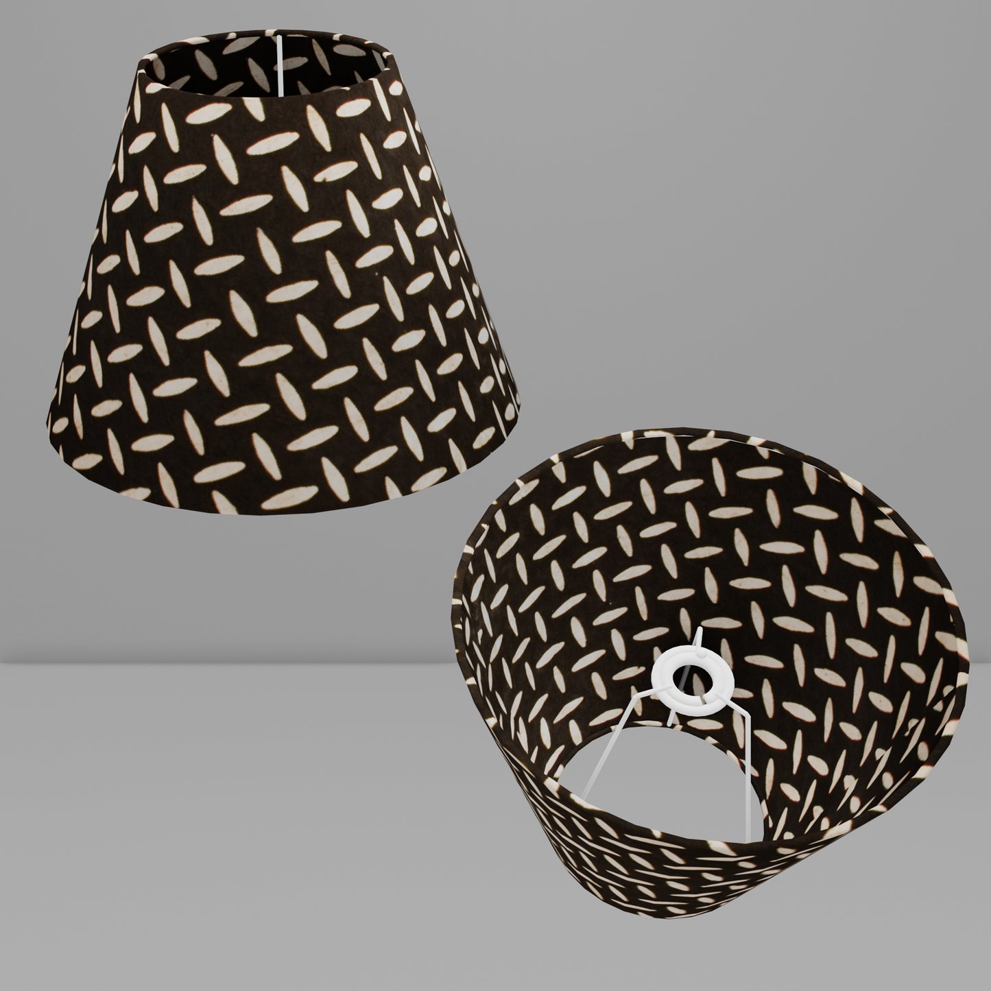 Conical Lamp Shade P11 - Batik Tread Plate Black, 15cm(top) x 30cm(bottom) x 22cm(height)